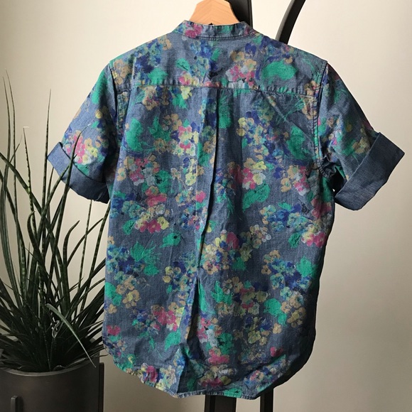 Floral denim popover shirt - Picture 2 of 5